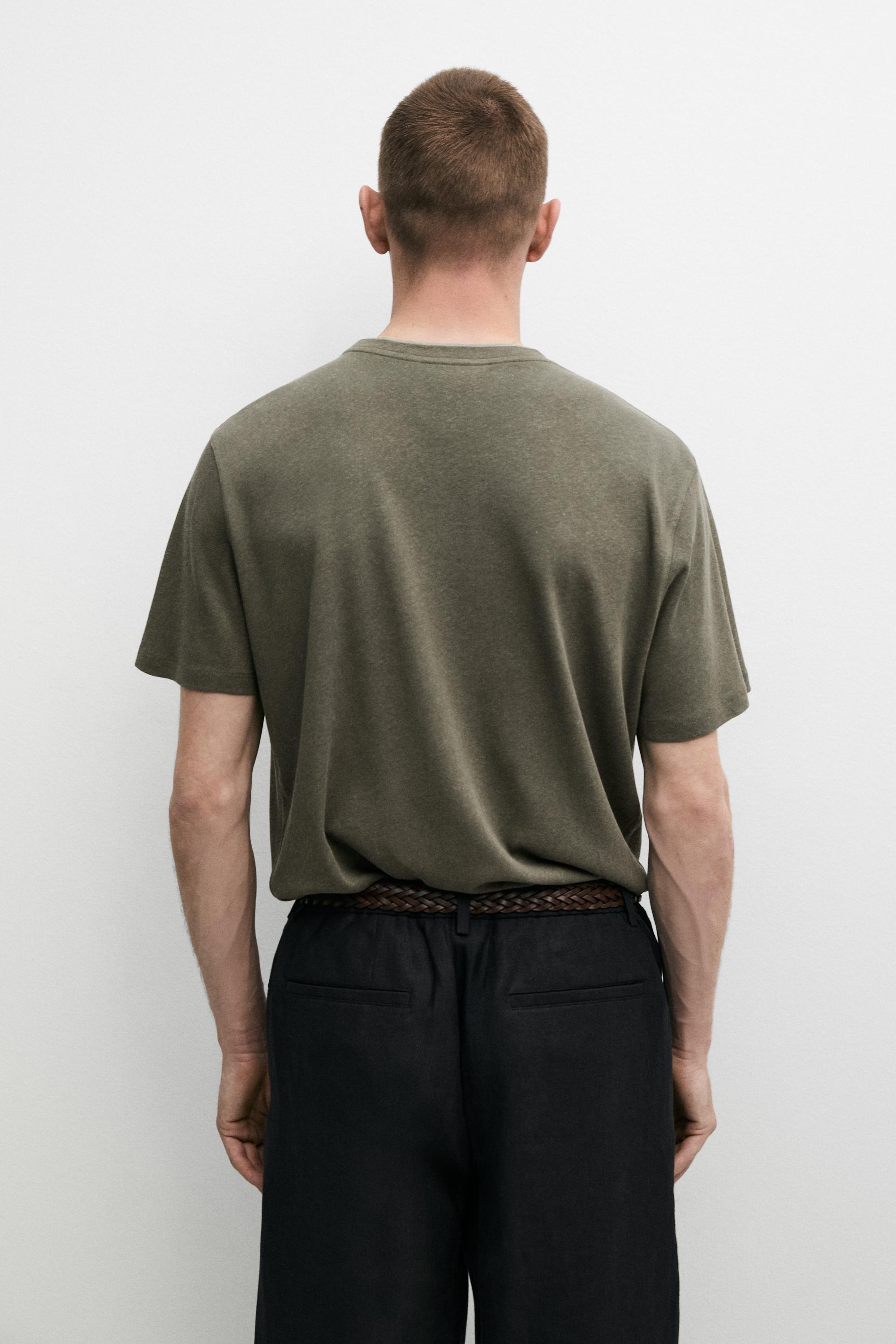 Linen and cotton double-collar T-shirt
